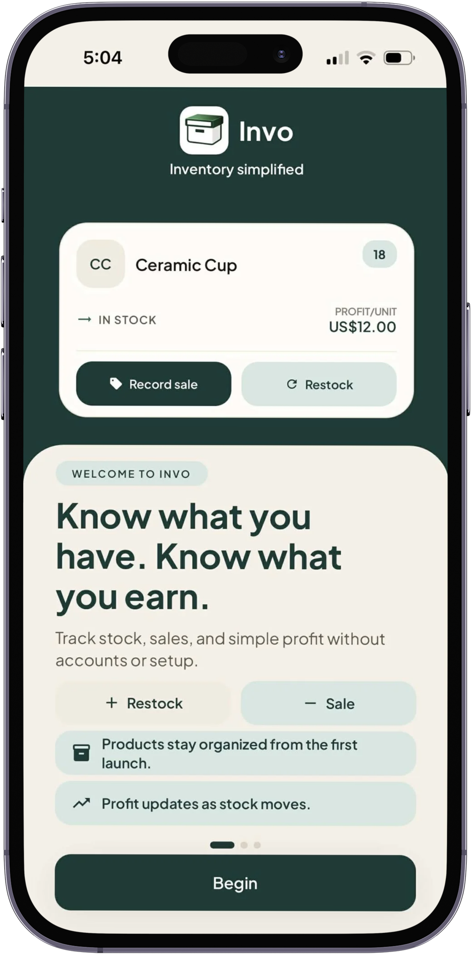 Welcome to Invo screen in Invo